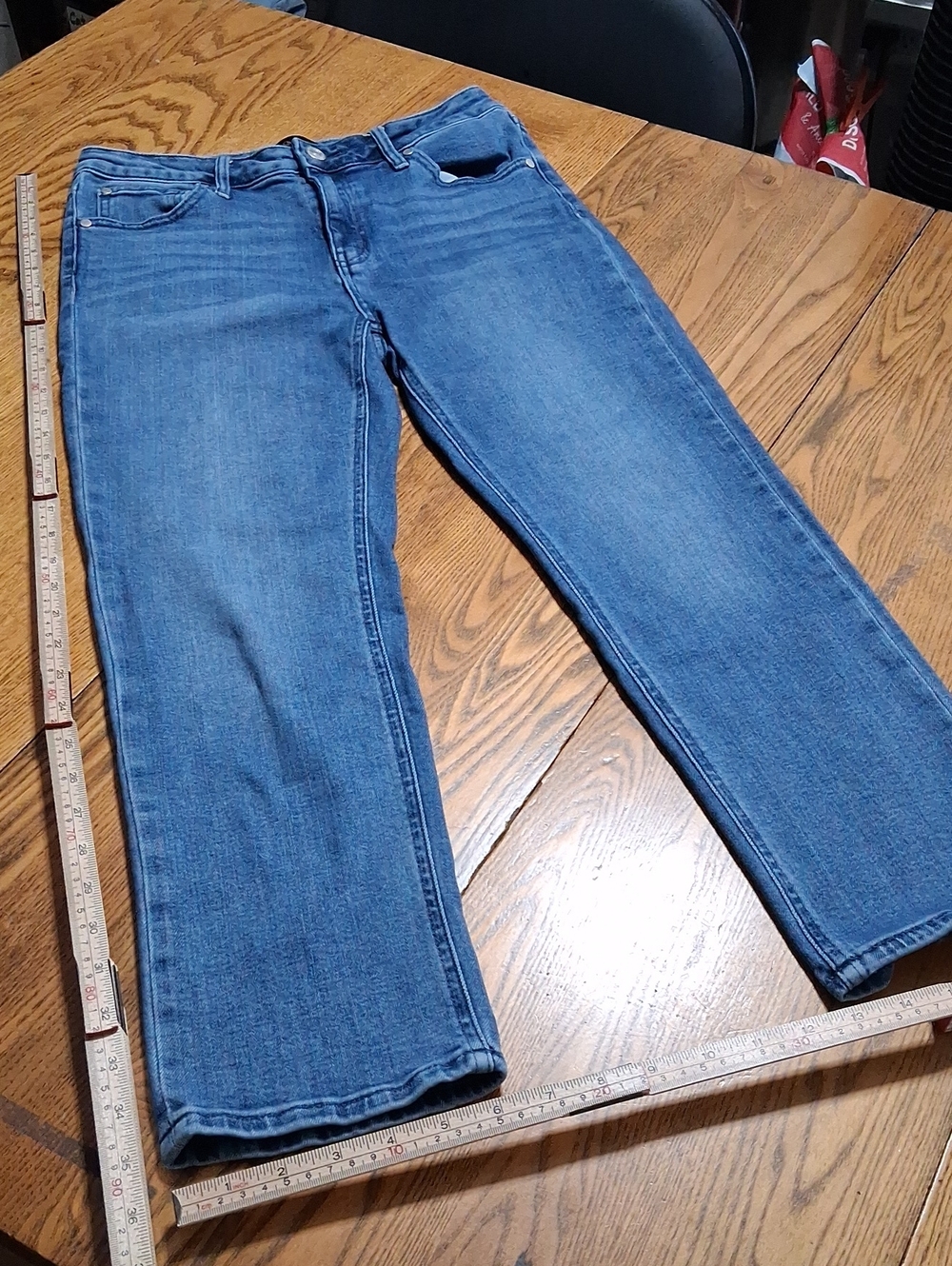 QUINCE Jeans Womens 29 BLUE SLIM STRAIGHT Preowned STRETCH MID RISE Pants Denim